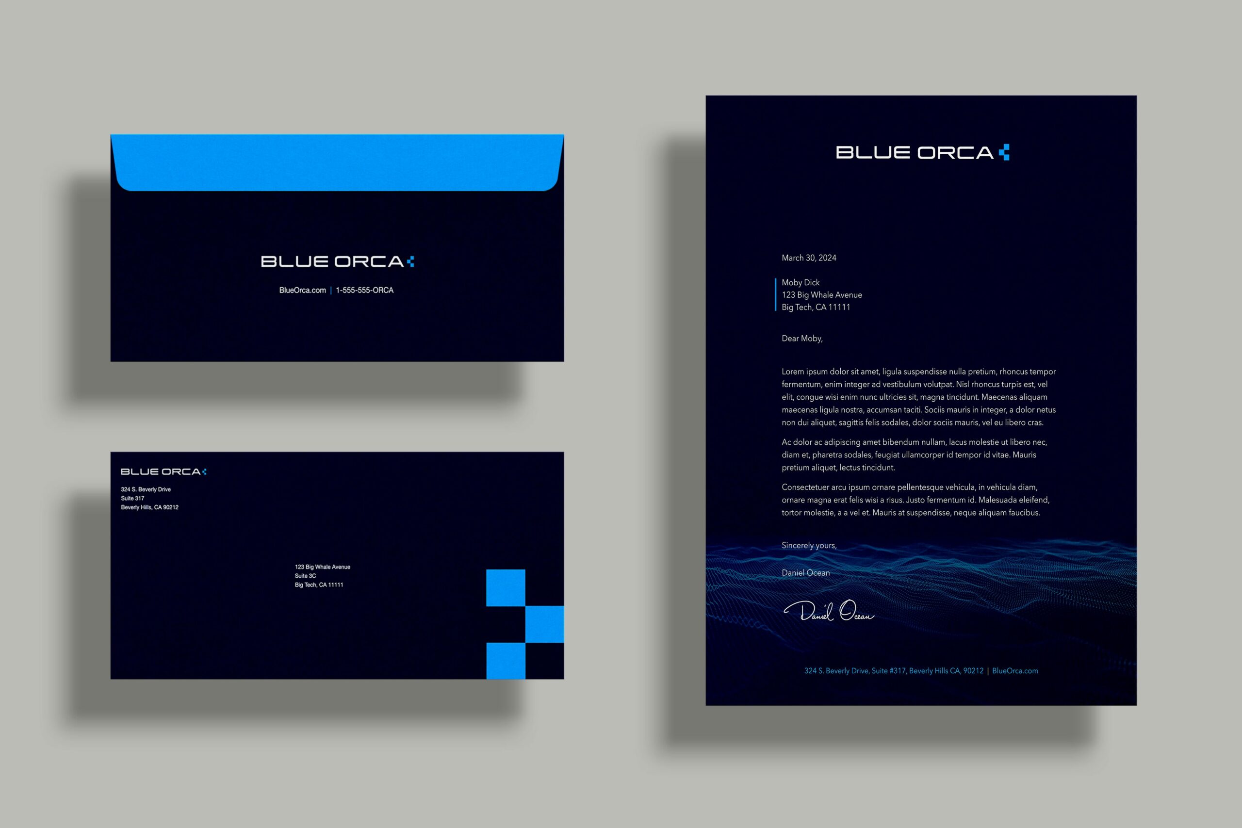 Blue Orca Letterhead & Envelope